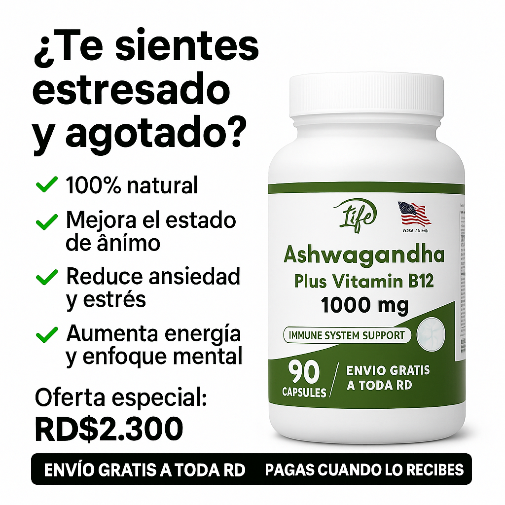🌿 ASHWAGANDHA + B12 X 90 CAPSULAS (Para 3 meses) 🌿